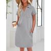 image:imageANRABESS Womens T Shirt Dresses Summer 2026 Casual Short Sleeve V Neck Mini Shift Dress Spring Trendy Beach Vacation ClothesLight Grey