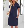 image:imageANRABESS Womens T Shirt Dresses Summer 2026 Casual Short Sleeve V Neck Mini Shift Dress Spring Trendy Beach Vacation ClothesNavy Blue