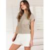 image:imageANRABESS Womens Two Piece Summer Outfits Knit Sweater Short Sets Pullover Tops amp Shorts Lounge Matching Clothes SetKhaki White