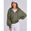 image:imageANRABESS Womens Zip Up Hoodies Cropped Sweatshirts Casual Comfy Cute Zip Jackets Fashion Trendy Fall Outfits 2026 Y2K ClothesArmy Green
