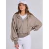 image:imageANRABESS Womens Zip Up Hoodies Cropped Sweatshirts Casual Comfy Cute Zip Jackets Fashion Trendy Fall Outfits 2026 Y2K ClothesKhaki