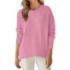image:imageANRABESS Sweaters for Women 2025 Fall Long Sleeve Casual Loose Fit Knitted High Low Hem Basic Pullover Sweater Tops Coral Pink Medium