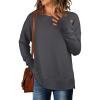 image:imageANRABESS Sweatshirts for Women 2025 Fall Long Sleeve Shirts Oversized Crewneck Lightweight Side Split Casual Pullover TopsDeep Gray