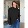image:imageANRABESS Women Casual Long Sleeve Mock Funnel Neck Knit Pullover Sweater Top 2025 Fall Fashion Outfits with Exposed Seam Black Medium
