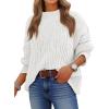 image:imageANRABESS Womens Mock Turtle Neck Sweaters Cable Knit Long Sleeve 2026 Fall Winter Tunic SweaterWhite