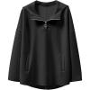 image:imageANRABESS Womens Oversized Hoodie Quarter Zip Sweatshirts 2025 Fall Winter Tunic Pullover Top Trendy Teen Girls Preppy ClothesBlack