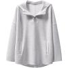 image:imageANRABESS Womens Oversized Hoodie Quarter Zip Sweatshirts 2025 Fall Winter Tunic Pullover Top Trendy Teen Girls Preppy ClothesLight Grey
