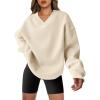 image:imageANRABESS Womens Oversized V Neck Sweatshirt Fleece Long Sleeve Hoodies Pullover Comfy Top 2026 Outfits Teen Preppy ClothesBeige