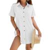image:imageANRABESS Womens Swimsuit Coverup Summer Button Down Beach Shirt Dress Eyelet Swimwear Bathing Suit Cover Ups Vacation ClothesWhite