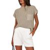 image:imageANRABESS Womens Two Piece Summer Outfits Knit Sweater Short Sets Pullover Tops amp Shorts Lounge Matching Clothes SetKhaki White