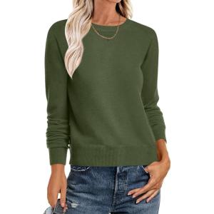 image:imageANRABESS Sweater for Women Long Sleeve Crewneck 2026 Spring Winter Soft Loose Fit Basic Knit Pullover Sweaters Top OutfitsArmy Green