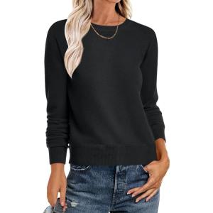 image:imageANRABESS Sweater for Women Long Sleeve Crewneck 2026 Spring Winter Soft Loose Fit Basic Knit Pullover Sweaters Top OutfitsBlack
