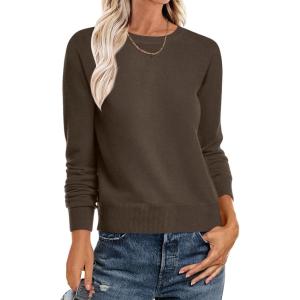 image:imageANRABESS Sweater for Women Long Sleeve Crewneck 2026 Spring Winter Soft Loose Fit Basic Knit Pullover Sweaters Top OutfitsBrown