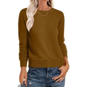 image:imageANRABESS Sweater for Women Long Sleeve Crewneck 2026 Spring Winter Soft Loose Fit Basic Knit Pullover Sweaters Top OutfitsCaramel