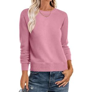 image:imageANRABESS Sweater for Women Long Sleeve Crewneck 2026 Spring Winter Soft Loose Fit Basic Knit Pullover Sweaters Top OutfitsCoral Pink