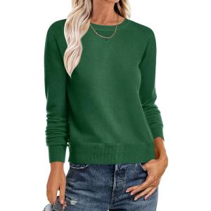 image:imageANRABESS Sweater for Women Long Sleeve Crewneck 2026 Spring Winter Soft Loose Fit Basic Knit Pullover Sweaters Top OutfitsForest Green