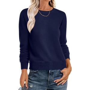 image:imageANRABESS Sweater for Women Long Sleeve Crewneck 2026 Spring Winter Soft Loose Fit Basic Knit Pullover Sweaters Top OutfitsNavy Blue