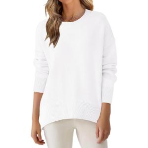 image:imageANRABESS Sweaters for Women 2025 Fall Long Sleeve Casual Loose Fit Knitted High Low Hem Basic Pullover Sweater TopsWhite