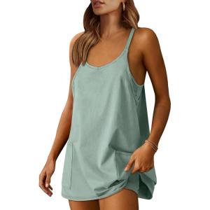 image:imageANRABESS Women Athletic Dress Summer Tennis Workout Active Sports Mini Romper Dress Built in Shorts Travel Vacation ClothesGray Blue
