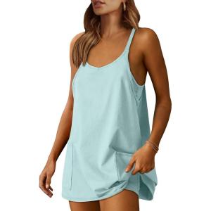 image:imageANRABESS Women Athletic Dress Summer Tennis Workout Active Sports Mini Romper Dress Built in Shorts Travel Vacation ClothesMint Green