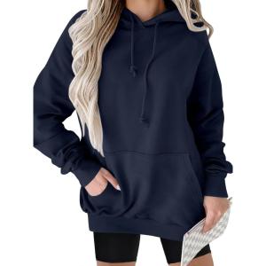image:imageANRABESS Women Hoodies Long Sleeve Loose Fit Fleece Hooded Sweatshirts Drawstring Pullover Top With Pockets 2025 Fall OutfitsNavy Blue