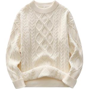 image:imageANRABESS Women Oversized Chunky Cable Knitted Vintage Sweater 2025 Fall Winter OutfitsBeige