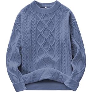 image:imageANRABESS Women Oversized Chunky Cable Knitted Vintage Sweater 2025 Fall Winter OutfitsBlue