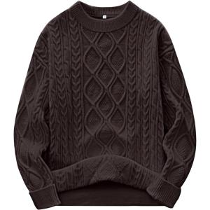 image:imageANRABESS Women Oversized Chunky Cable Knitted Vintage Sweater 2025 Fall Winter OutfitsCoffee