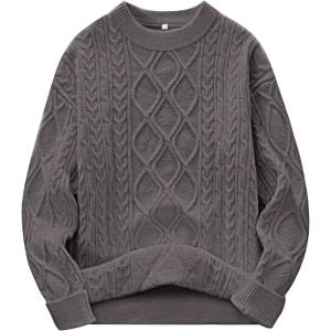 image:imageANRABESS Women Oversized Chunky Cable Knitted Vintage Sweater 2025 Fall Winter OutfitsNutmeg