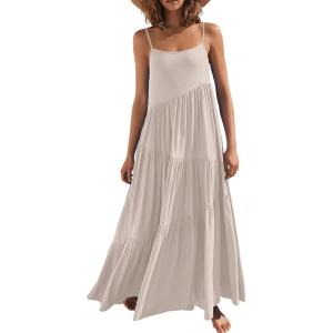 image:imageANRABESS Women Summer Casual Loose Sleeveless Sundress Spaghetti Strap Flowy Boho Linen Beach Vacation Maxi Long DressBeige