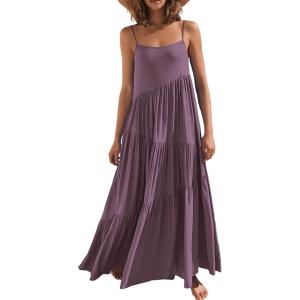 image:imageANRABESS Women Summer Casual Loose Sleeveless Sundress Spaghetti Strap Flowy Boho Linen Beach Vacation Maxi Long DressDark Purple