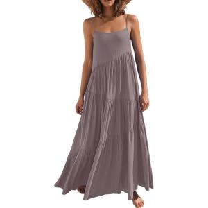 image:imageANRABESS Women Summer Casual Loose Sleeveless Sundress Spaghetti Strap Flowy Boho Linen Beach Vacation Maxi Long DressGray