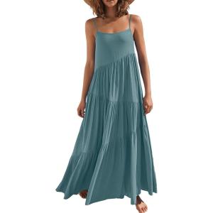 image:imageANRABESS Women Summer Casual Loose Sleeveless Sundress Spaghetti Strap Flowy Boho Linen Beach Vacation Maxi Long DressLake