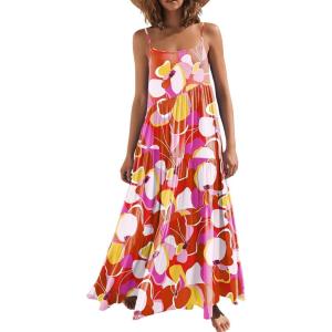 image:imageANRABESS Women Summer Casual Loose Sleeveless Sundress Spaghetti Strap Flowy Boho Linen Beach Vacation Maxi Long DressPrint Floral