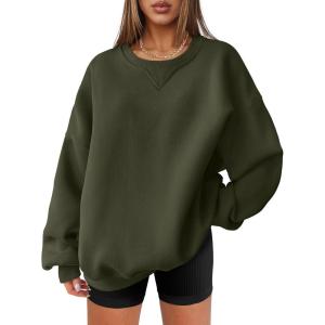 image:imageANRABESS Womens Oversized Sweatshirts Hoodies Crewneck Fleece Pullover Sweaters 2026 Fall Outfits Teen Girls Winter ClothesArmygreen