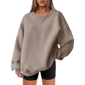 image:imageANRABESS Womens Oversized Sweatshirts Hoodies Crewneck Fleece Pullover Sweaters 2026 Fall Outfits Teen Girls Winter ClothesCoffee Grey