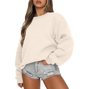 image:imageANRABESS Womens Sweatshirts Crewneck Fleece Oversized Pullover Sweater Spring Winter Cute Tops Teen Girls Preppy Clothes 2026Apricot