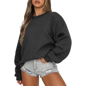 image:imageANRABESS Womens Sweatshirts Crewneck Fleece Oversized Pullover Sweater Spring Winter Cute Tops Teen Girls Preppy Clothes 2026Black