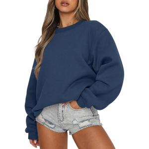 image:imageANRABESS Womens Sweatshirts Crewneck Fleece Oversized Pullover Sweater Spring Winter Cute Tops Teen Girls Preppy Clothes 2026Dusty Blue