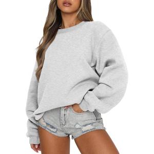image:imageANRABESS Womens Sweatshirts Crewneck Fleece Oversized Pullover Sweater Spring Winter Cute Tops Teen Girls Preppy Clothes 2026Gray