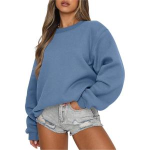 image:imageANRABESS Womens Sweatshirts Crewneck Fleece Oversized Pullover Sweater Spring Winter Cute Tops Teen Girls Preppy Clothes 2026Indigo Blue