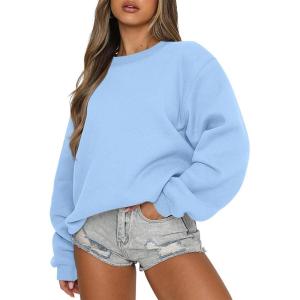 image:imageANRABESS Womens Sweatshirts Crewneck Fleece Oversized Pullover Sweater Spring Winter Cute Tops Teen Girls Preppy Clothes 2026Light Blue