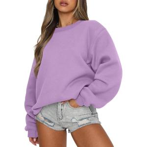 image:imageANRABESS Womens Sweatshirts Crewneck Fleece Oversized Pullover Sweater Spring Winter Cute Tops Teen Girls Preppy Clothes 2026Light Purple