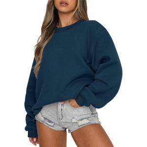 image:imageANRABESS Womens Sweatshirts Crewneck Fleece Oversized Pullover Sweater Spring Winter Cute Tops Teen Girls Preppy Clothes 2026Navy Blue