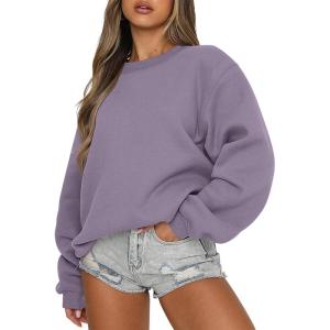 image:imageANRABESS Womens Sweatshirts Crewneck Fleece Oversized Pullover Sweater Spring Winter Cute Tops Teen Girls Preppy Clothes 2026Purple