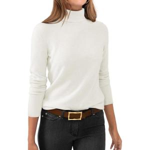 image:imageANRABESS Womens Turtleneck Long Sleeve Sweater Tops Casual Soft Knit Fit Lightweight Basic Pullover 2025 Fall Work OutfitsCream White