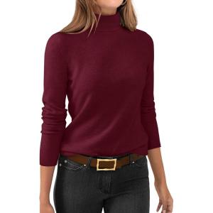image:imageANRABESS Womens Turtleneck Long Sleeve Sweater Tops Casual Soft Knit Fit Lightweight Basic Pullover 2025 Fall Work OutfitsWine Red