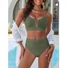 image:imageANRABESS Bikini Sets for Women Summer High Waisted 2 Piece Bathing Suit Ribbed UWire Cutout Swimsuit Beach Vacation 2026Army Green