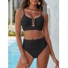 image:imageANRABESS Bikini Sets for Women Summer High Waisted 2 Piece Bathing Suit Ribbed UWire Cutout Swimsuit Beach Vacation 2026Black