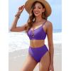 image:imageANRABESS Bikini Sets for Women Summer High Waisted 2 Piece Bathing Suit Ribbed UWire Cutout Swimsuit Beach Vacation 2026Deep Purple